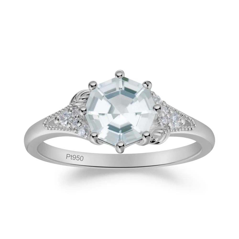 Aquamarine Leaf and Milgrain Ring - Image 6