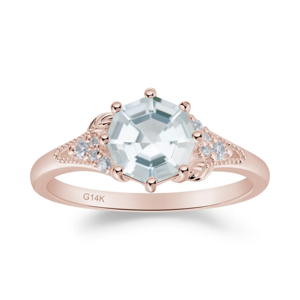 Aquamarine Leaf and Milgrain Ring - Image 9