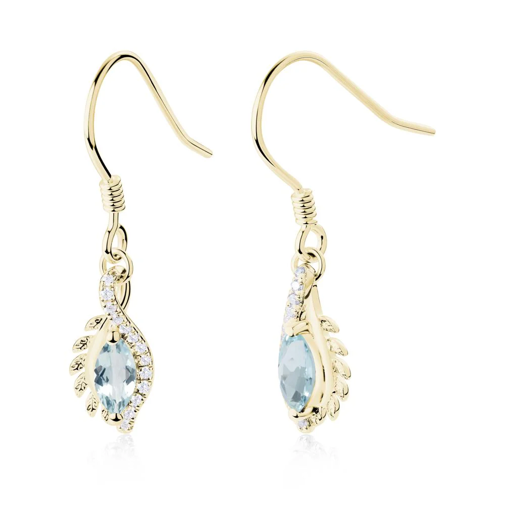 Aquamarine Leaf Vine Fish Hook Earrings - Image 6