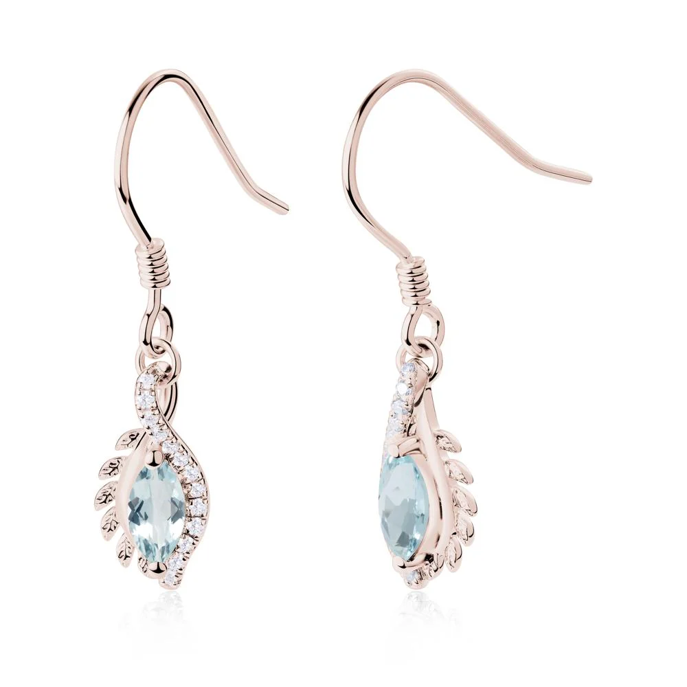 Aquamarine Leaf Vine Fish Hook Earrings - Image 9