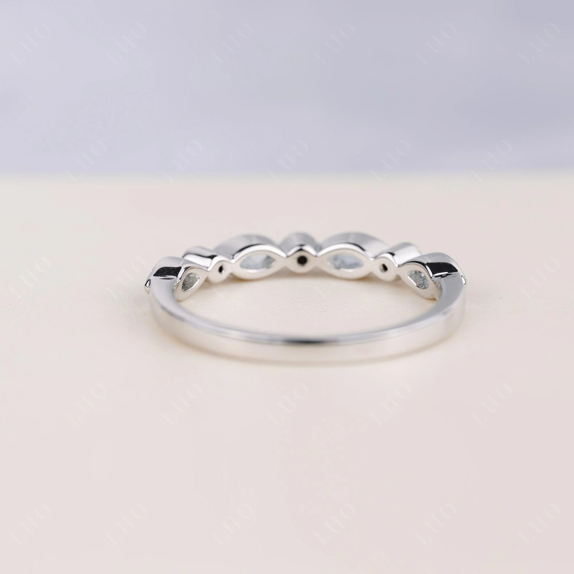 Aquamarine Milgrain Band Ring - Image 4