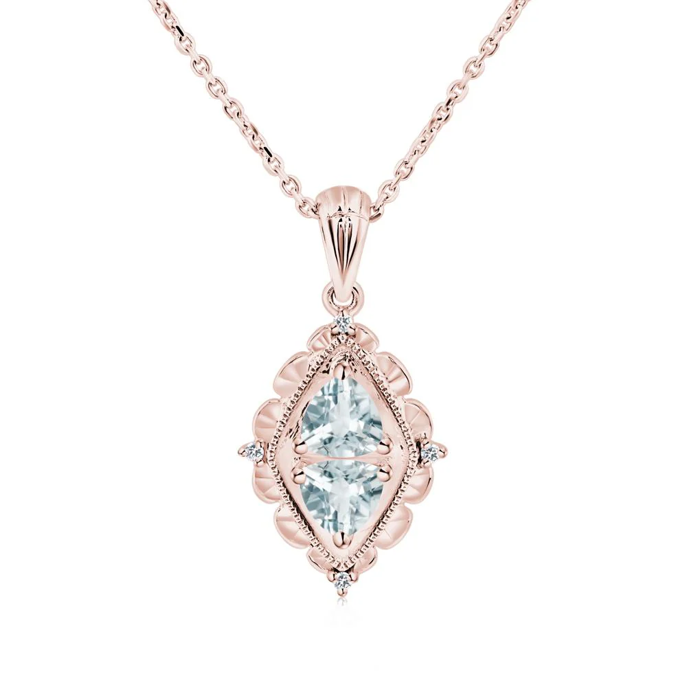 Aquamarine Milgrain Necklace - Image 4
