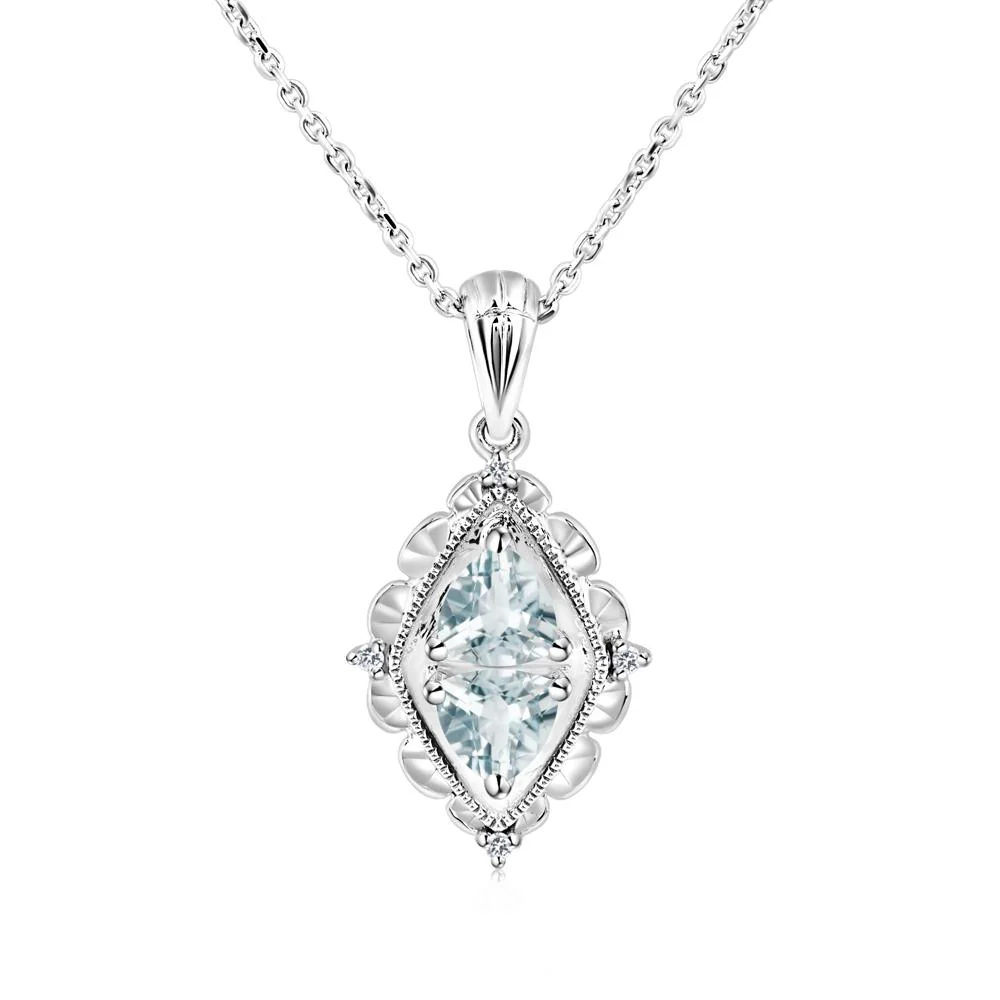Aquamarine Milgrain Necklace - Image 8
