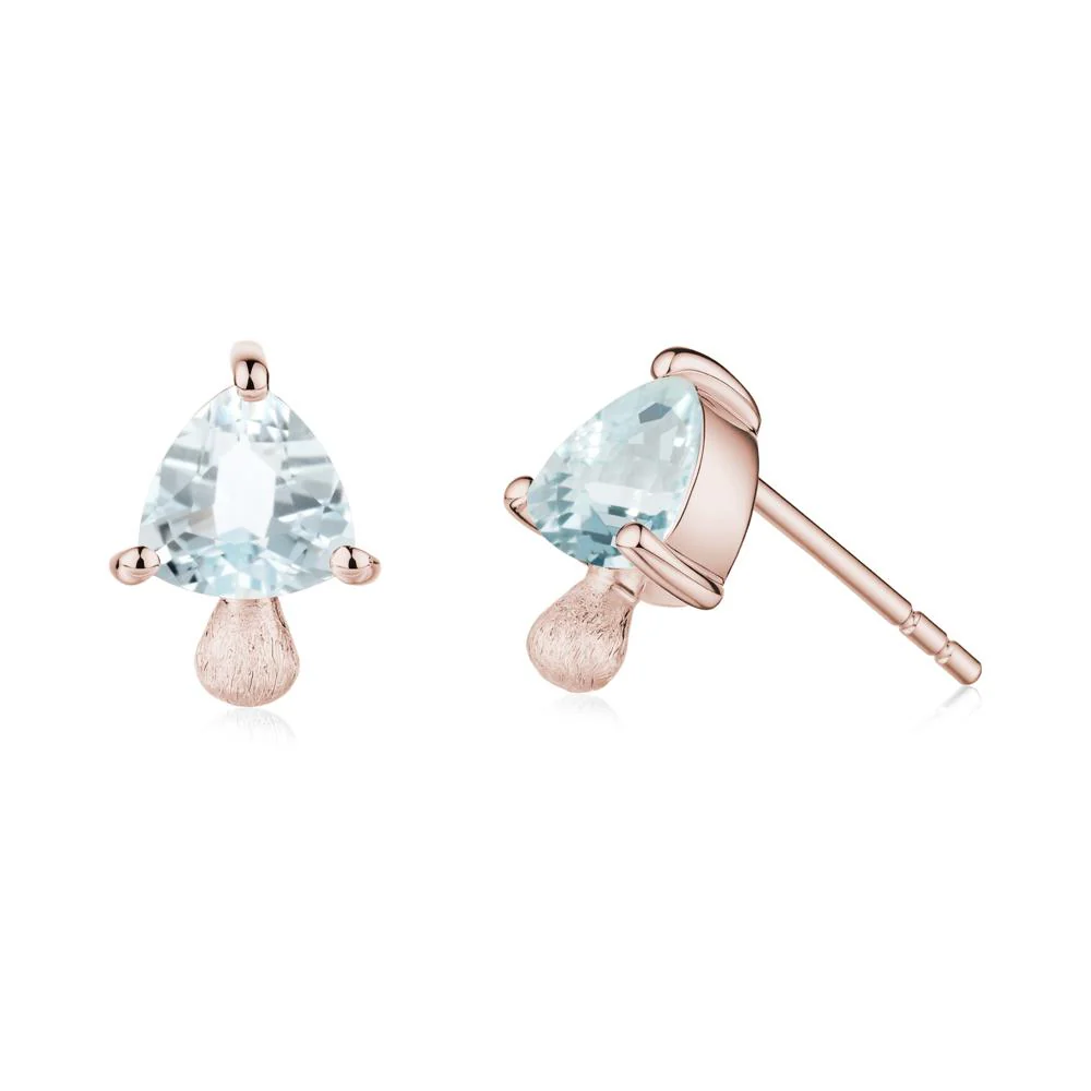 Aquamarine Mini Mushroom Stud Earrings