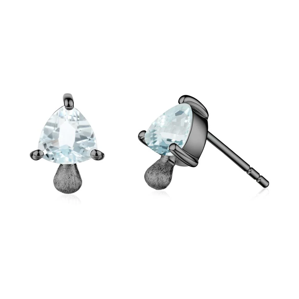 Aquamarine Mini Mushroom Stud Earrings - Image 6