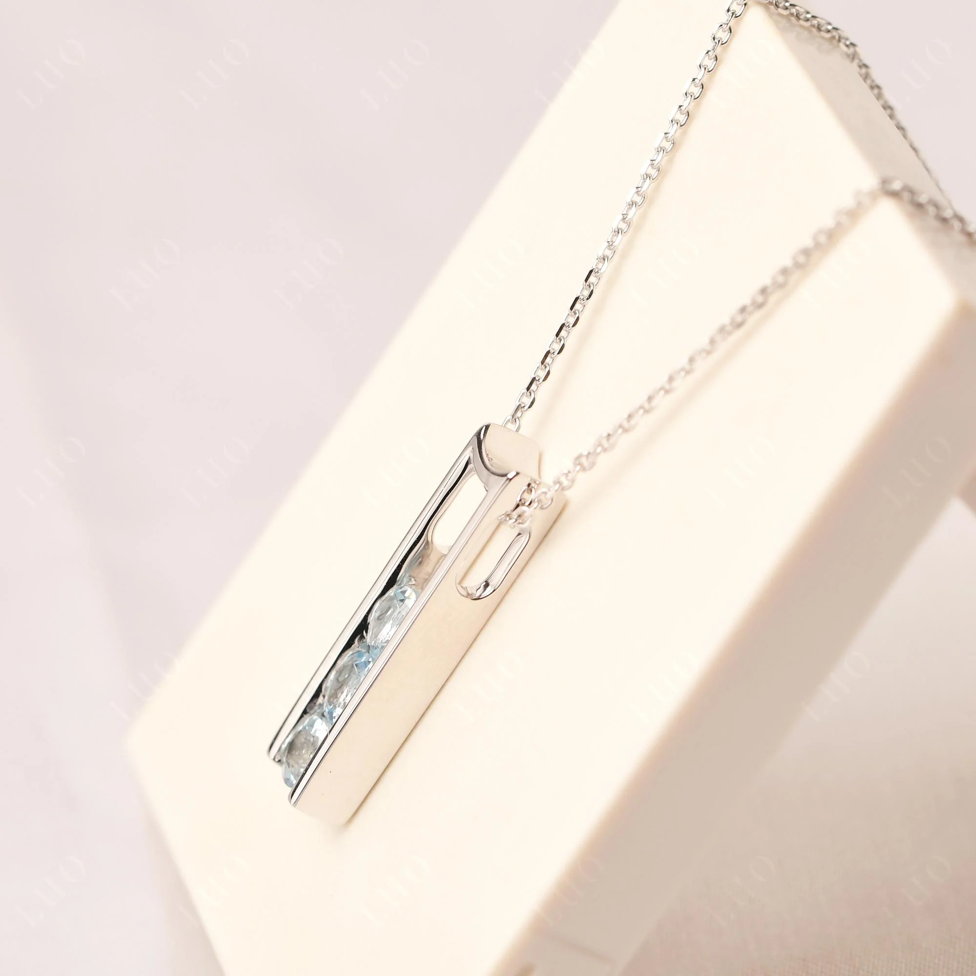 Aquamarine Three Stone Necklace - Image 12