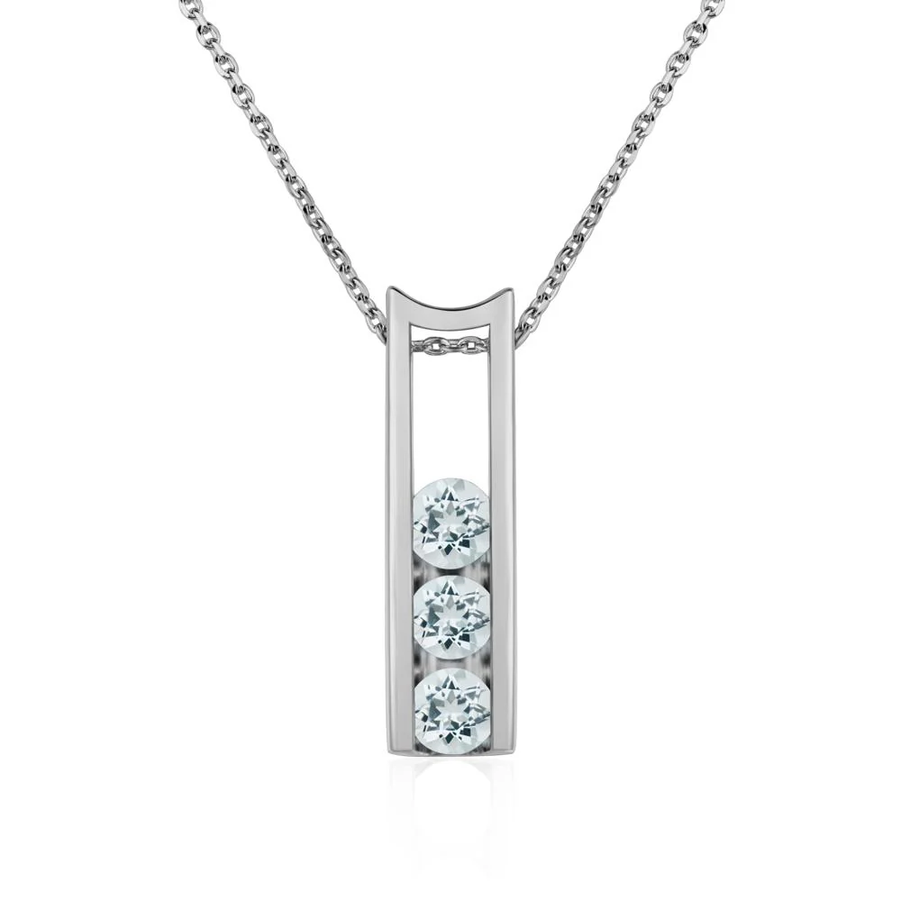 Aquamarine Three Stone Necklace - Image 6