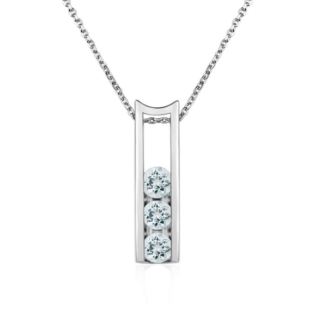 Aquamarine Three Stone Necklace - Image 7