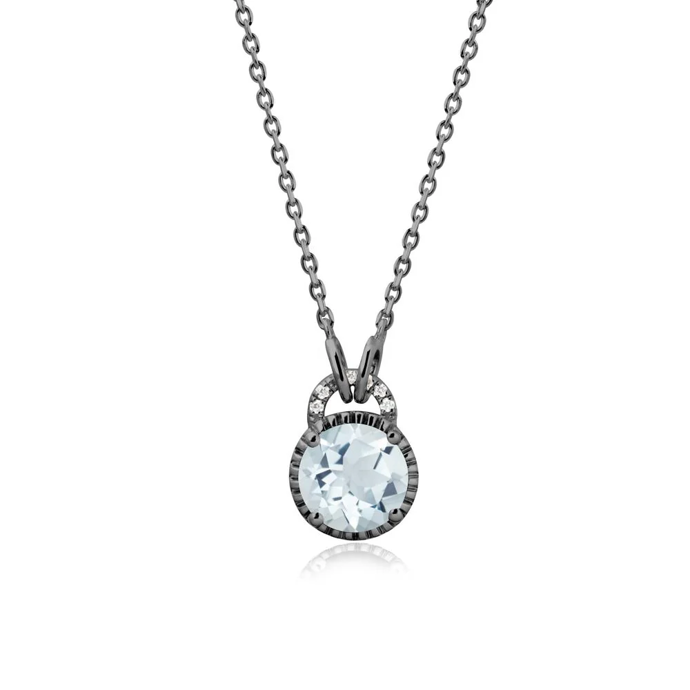 Aquamarine Necklace with Sculpted Halo
