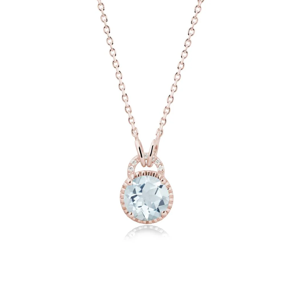 Aquamarine Necklace with Sculpted Halo - Image 2