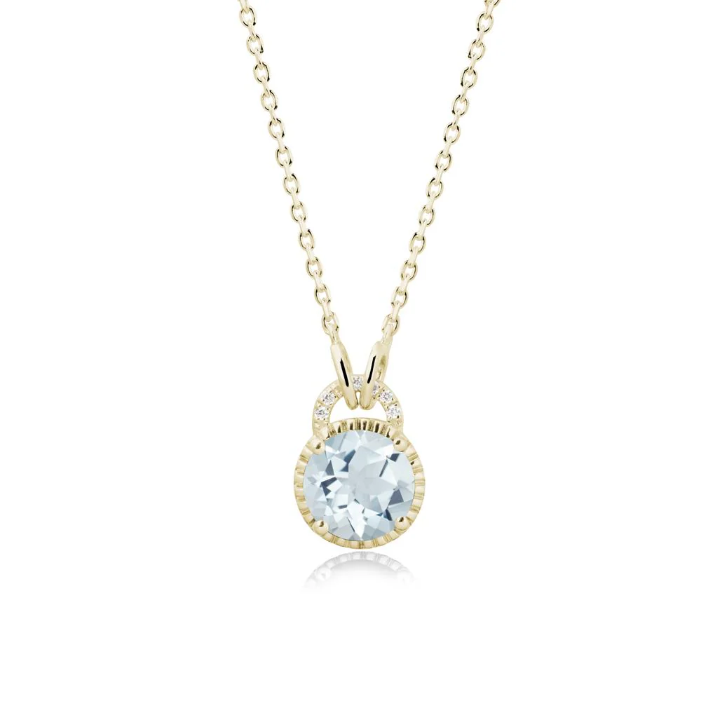 Aquamarine Necklace with Sculpted Halo - Image 4