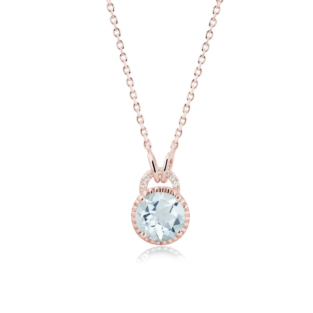 Aquamarine Necklace with Sculpted Halo - Image 5