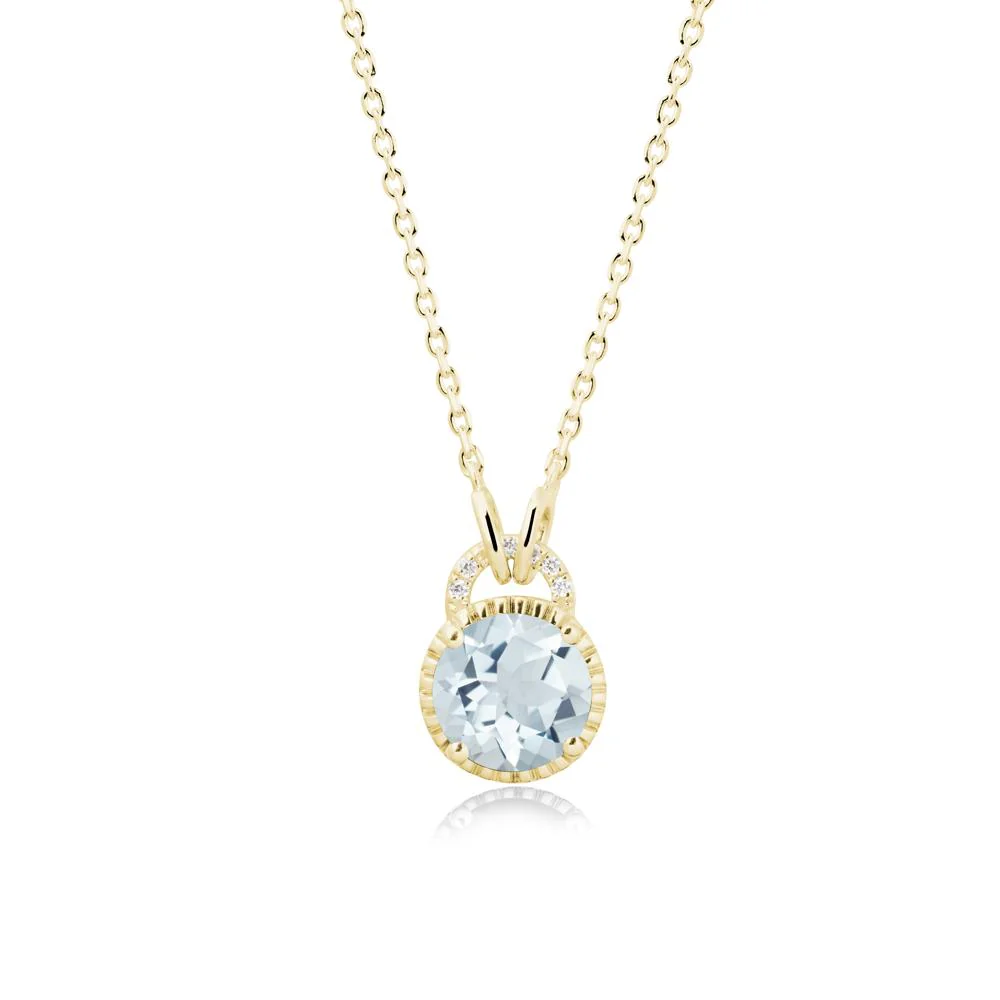 Aquamarine Necklace with Sculpted Halo - Image 7