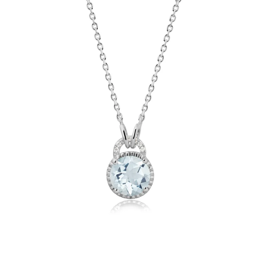 Aquamarine Necklace with Sculpted Halo - Image 8