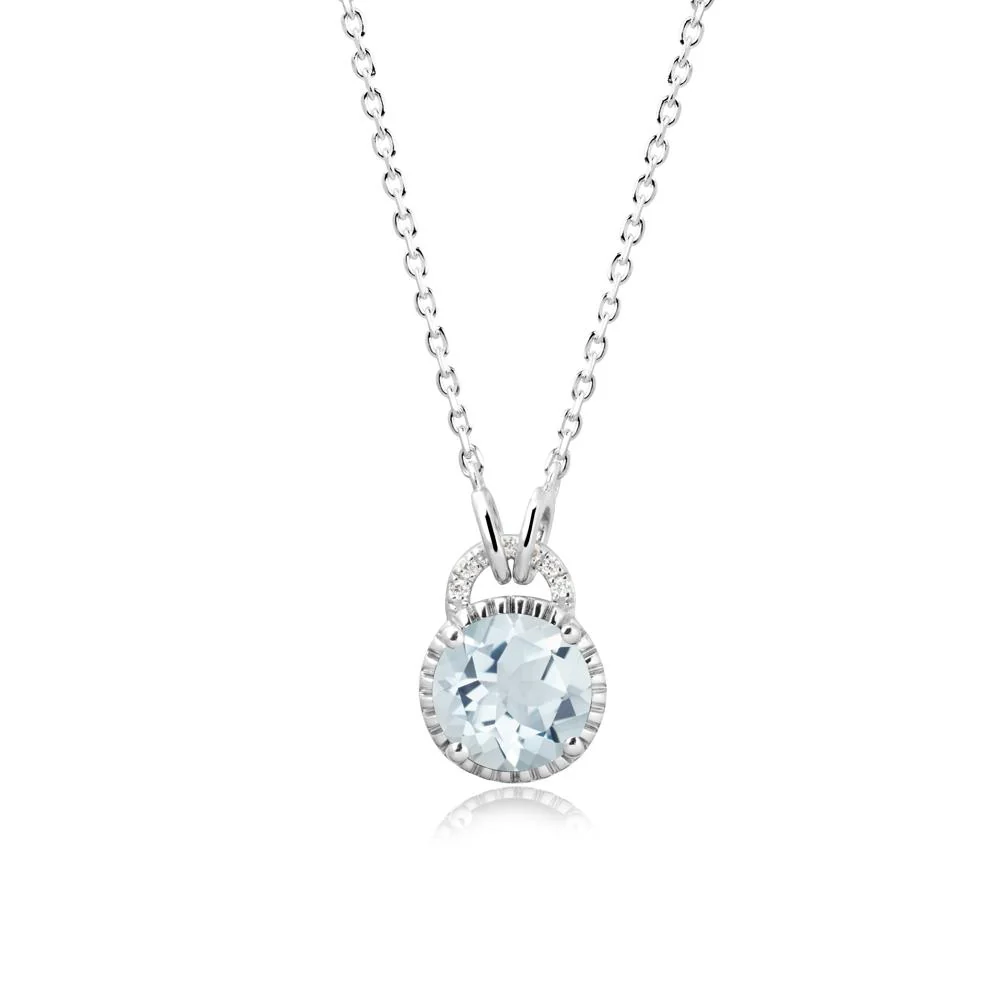 Aquamarine Necklace with Sculpted Halo - Image 9