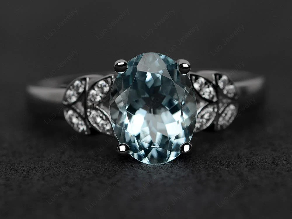 Classic Oval Aquamarine Promise Ring