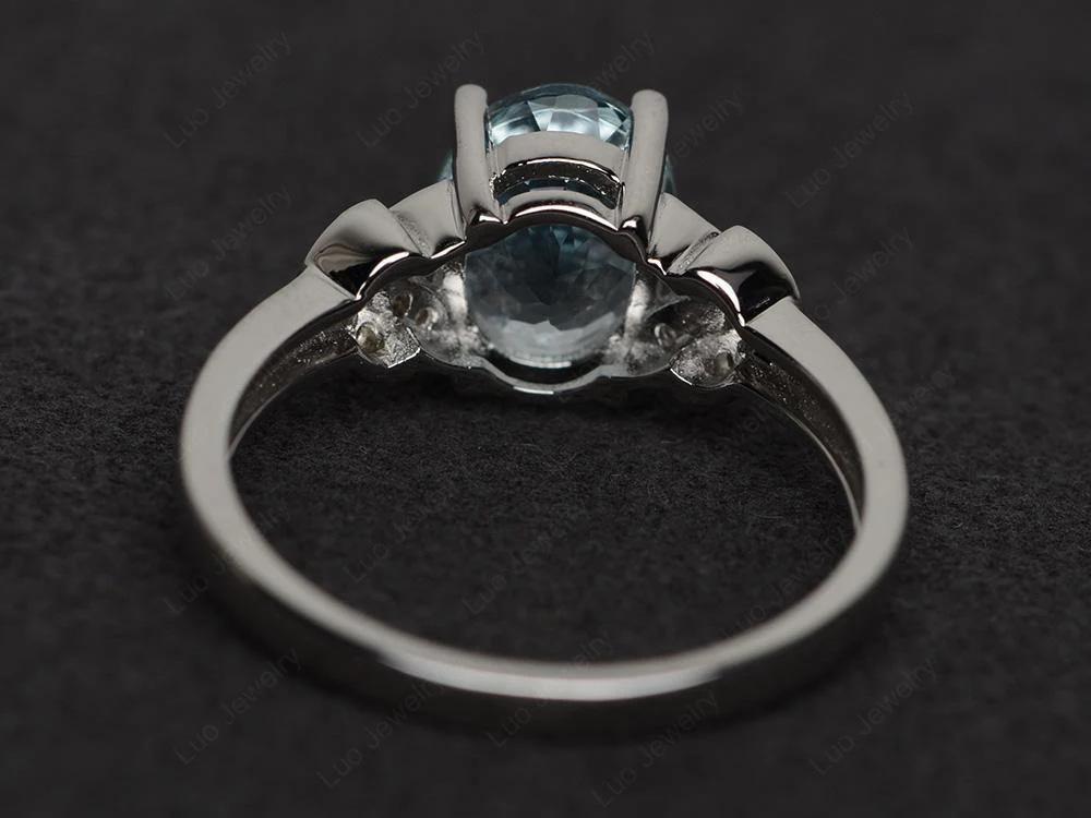 Classic Oval Aquamarine Promise Ring - Image 3