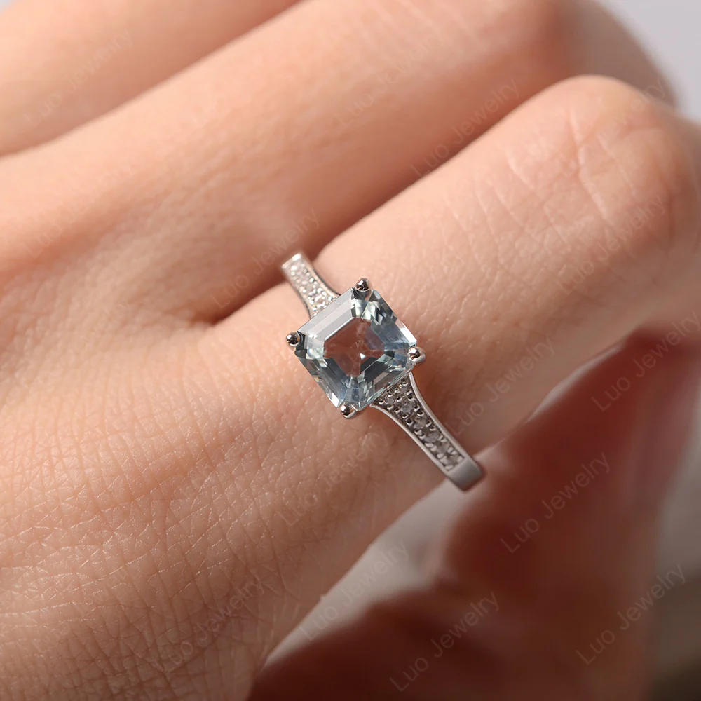 Aquamarine Asscher Cut Ring - Image 5
