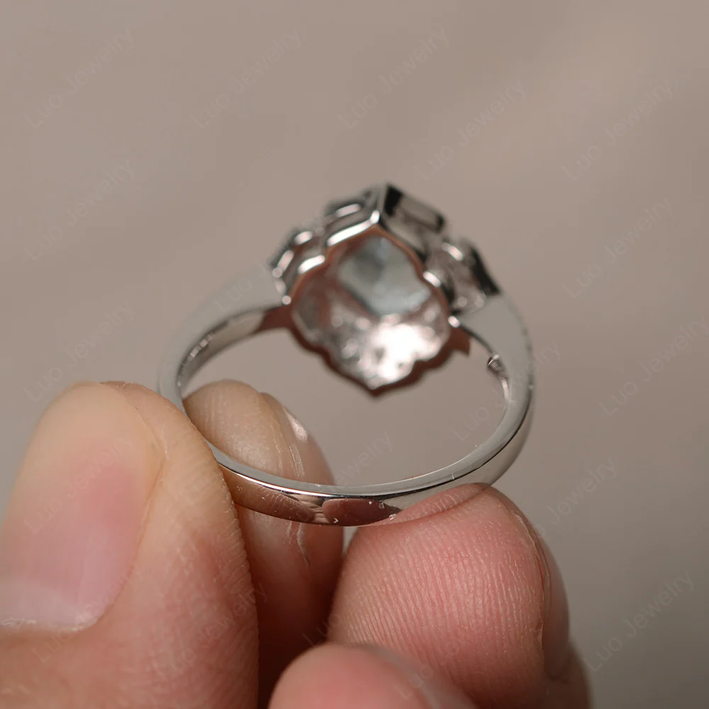 Aquamarine Ring Cushion Cut Kite Set - Image 3