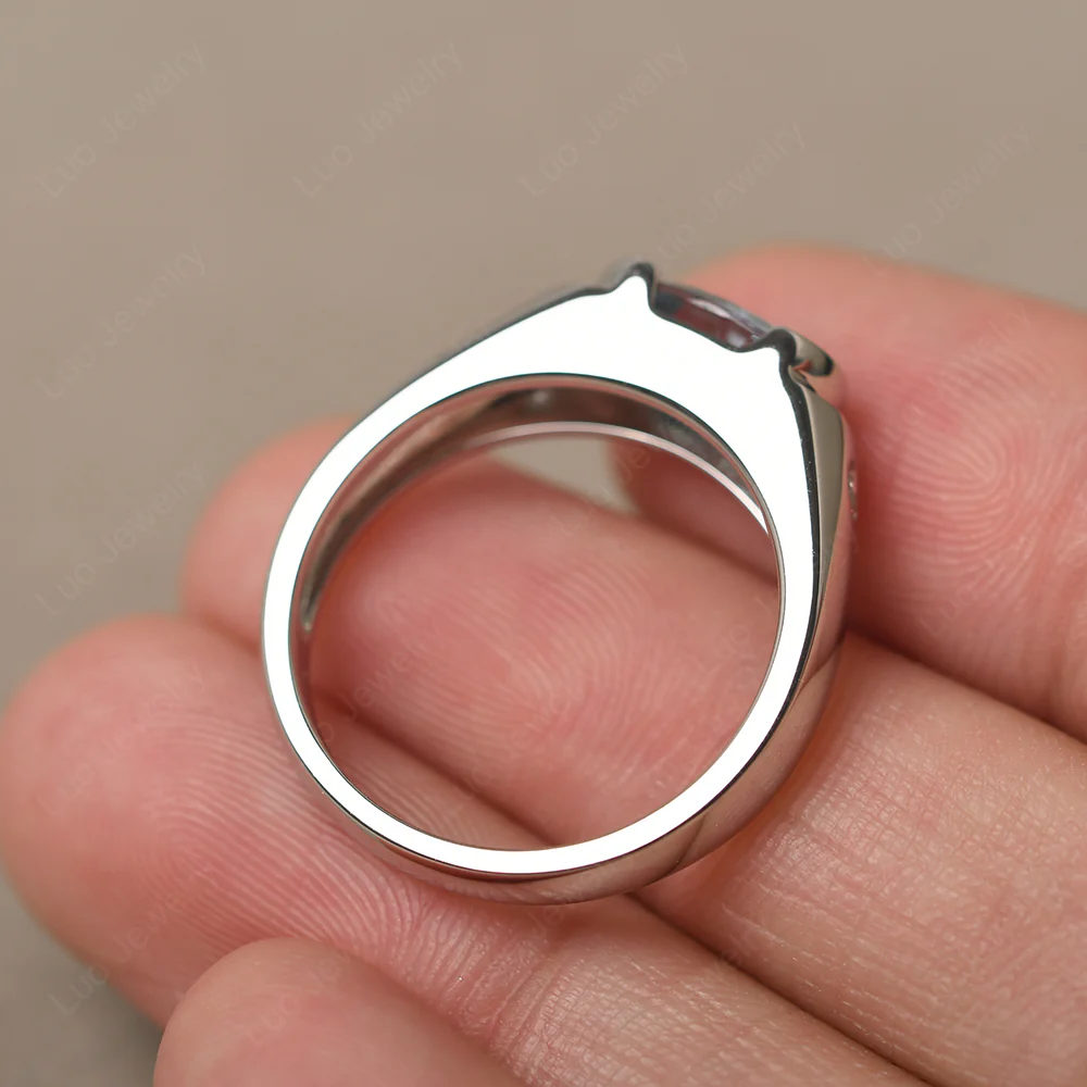 Oval Aquamarine Horizontal Unisex Ring - Image 3