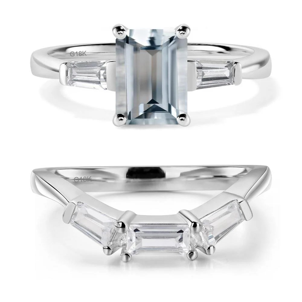 Aquamarine Tapered Baguette Engagement Ring - Image 19