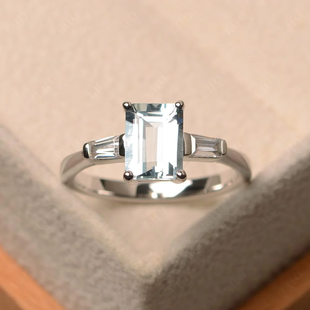 Aquamarine Tapered Baguette Engagement Ring - Image 29