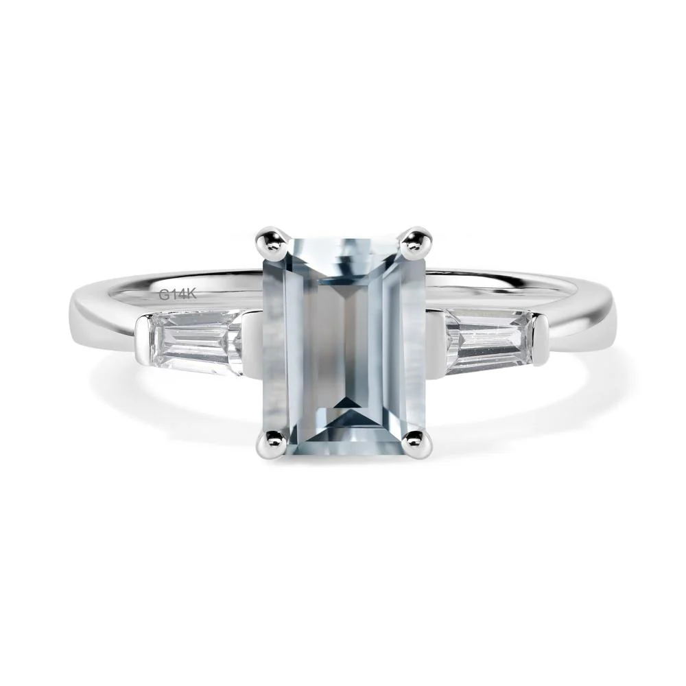 Aquamarine Tapered Baguette Engagement Ring - Image 3