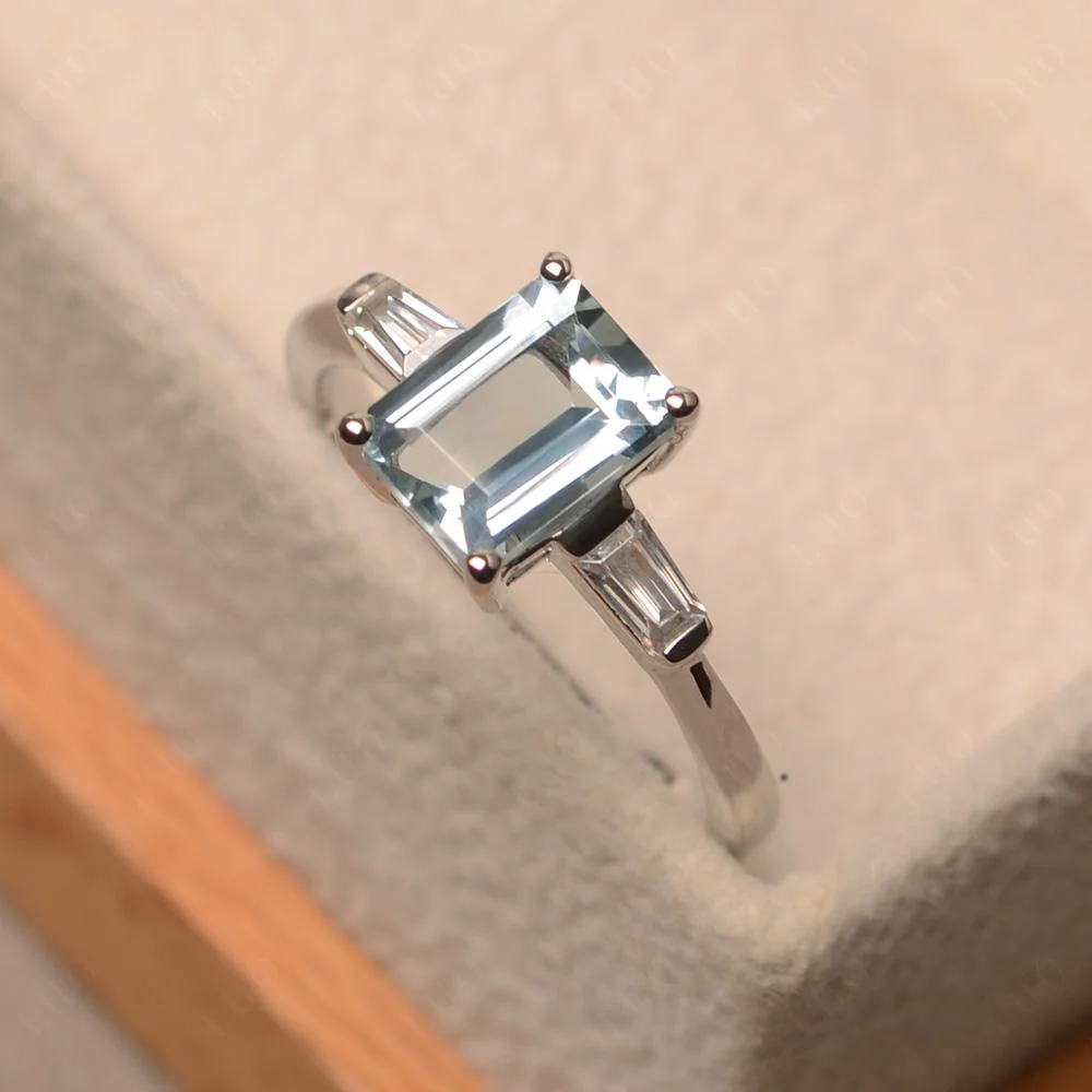 Aquamarine Tapered Baguette Engagement Ring - Image 30