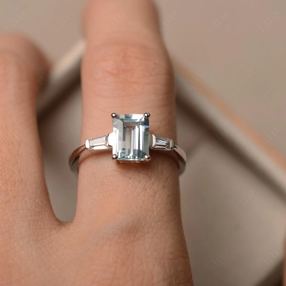 Aquamarine Tapered Baguette Engagement Ring - Image 32