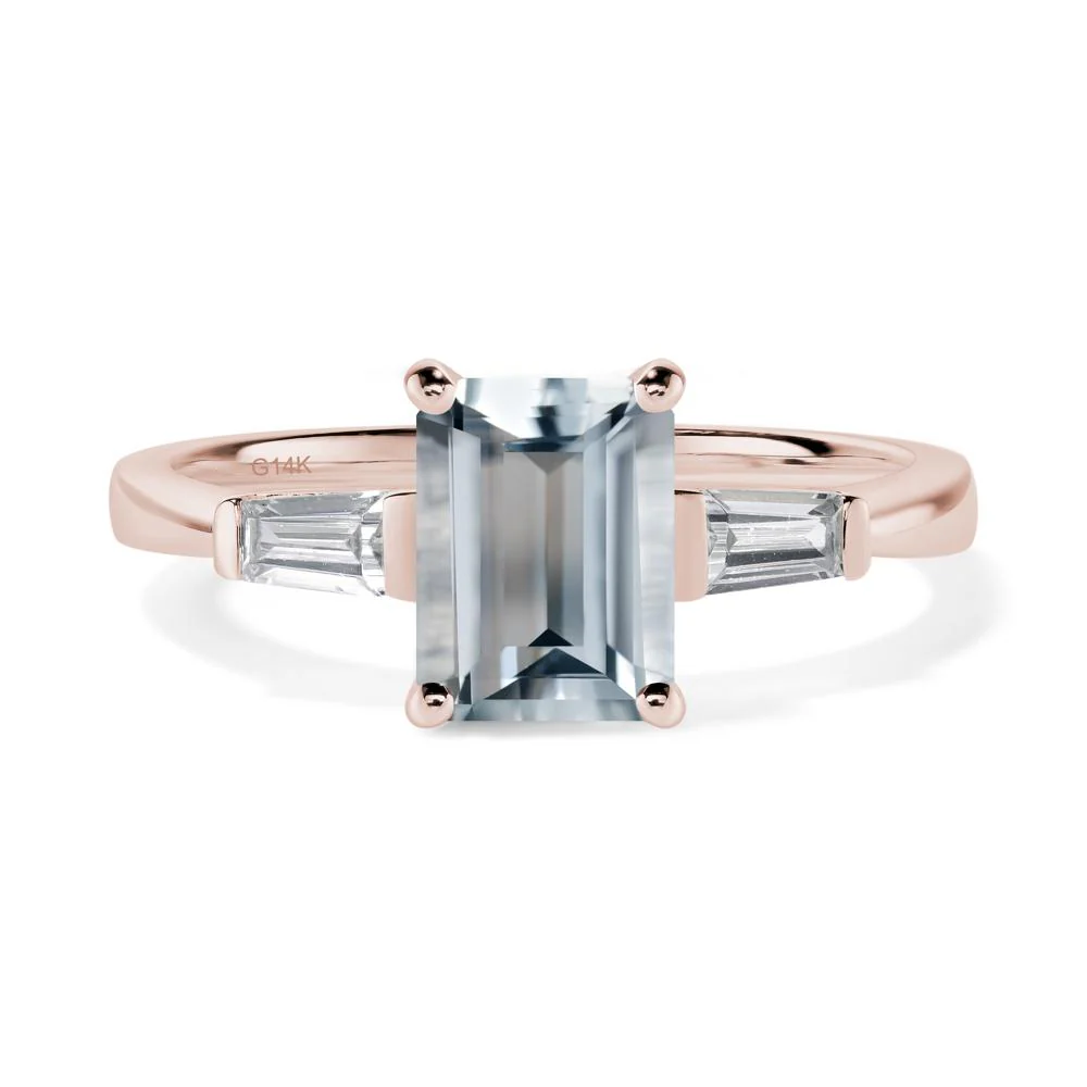 Aquamarine Tapered Baguette Engagement Ring - Image 5