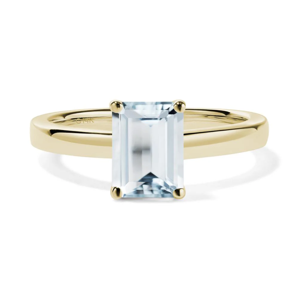 Emerald Cut Aquamarine Solitaire Ring - Image 8