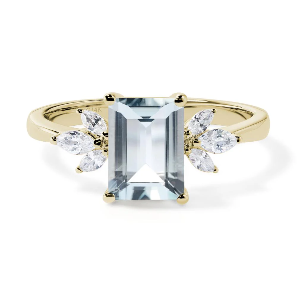 Sunburst Emerald Cut Aquamarine Ring - Image 4