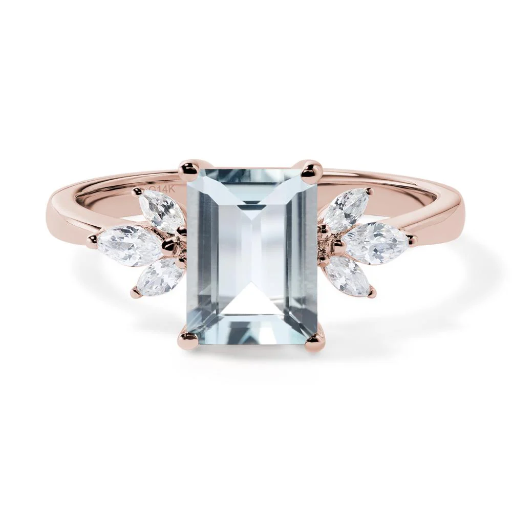 Sunburst Emerald Cut Aquamarine Ring - Image 5