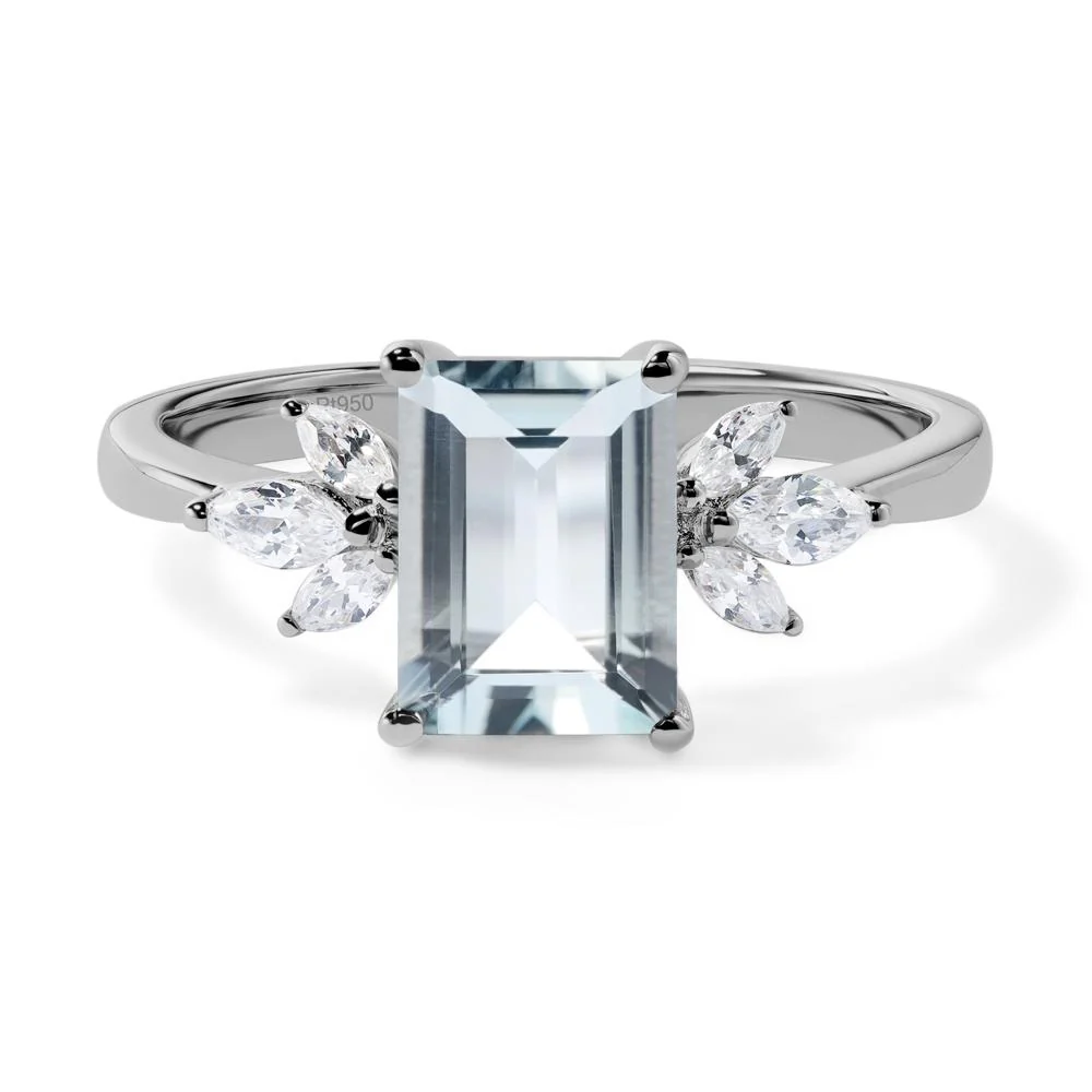 Sunburst Emerald Cut Aquamarine Ring - Image 6