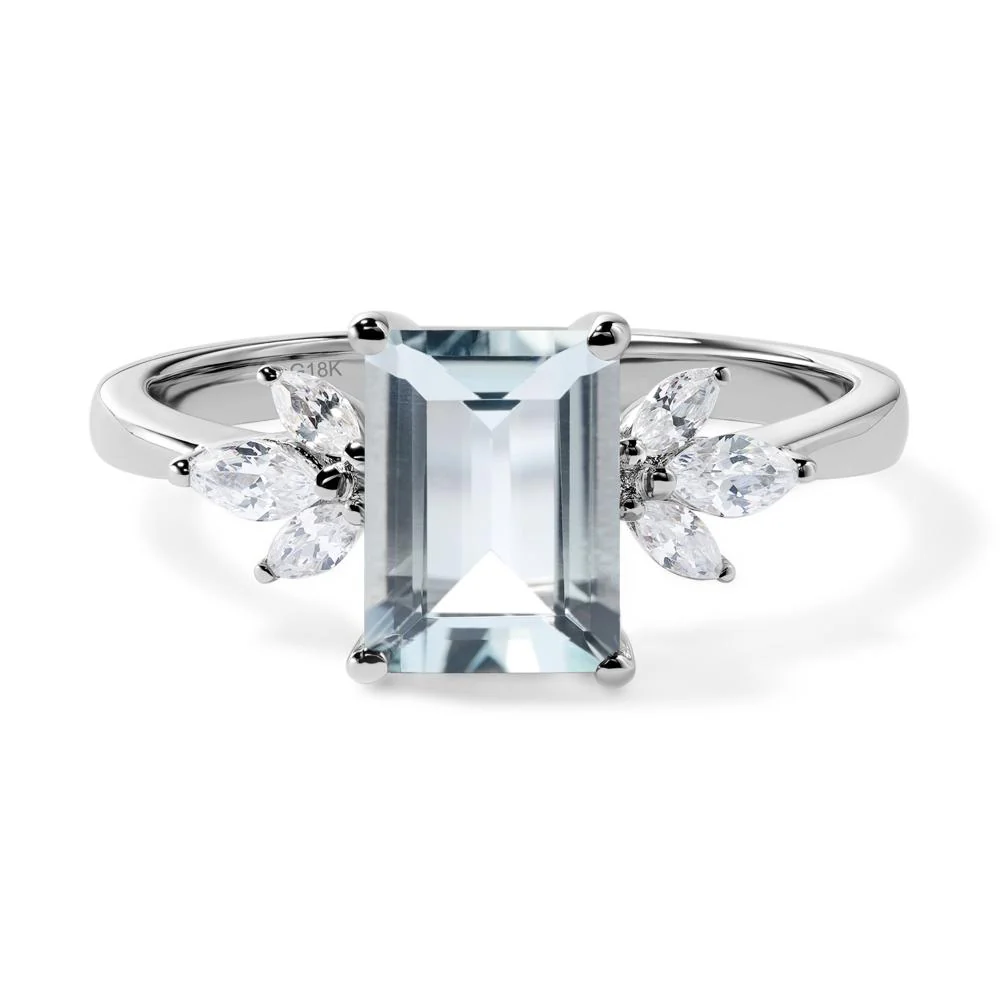 Sunburst Emerald Cut Aquamarine Ring - Image 7