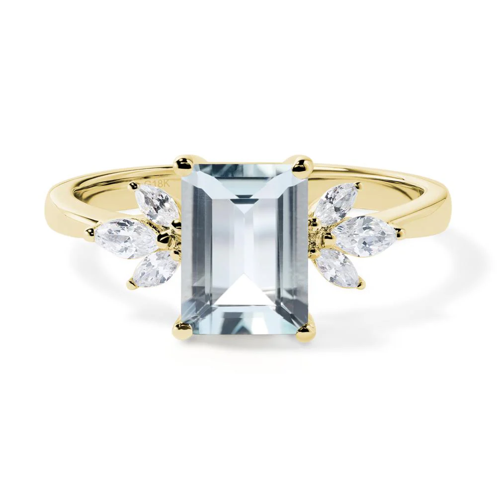 Sunburst Emerald Cut Aquamarine Ring - Image 8