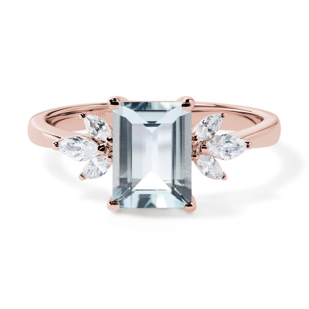 Sunburst Emerald Cut Aquamarine Ring - Image 9