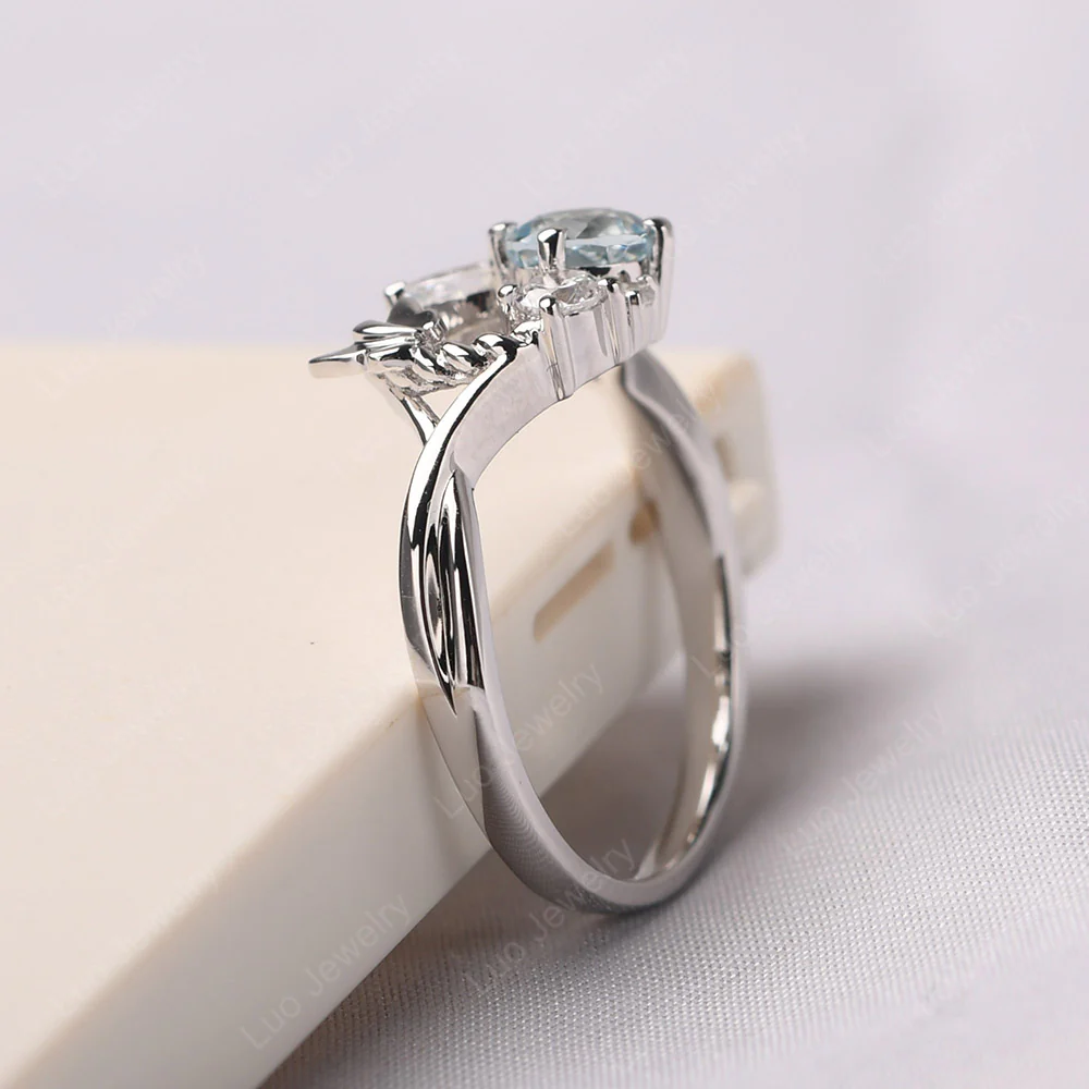 Aquamarine Floral Cluster Ring - Image 4