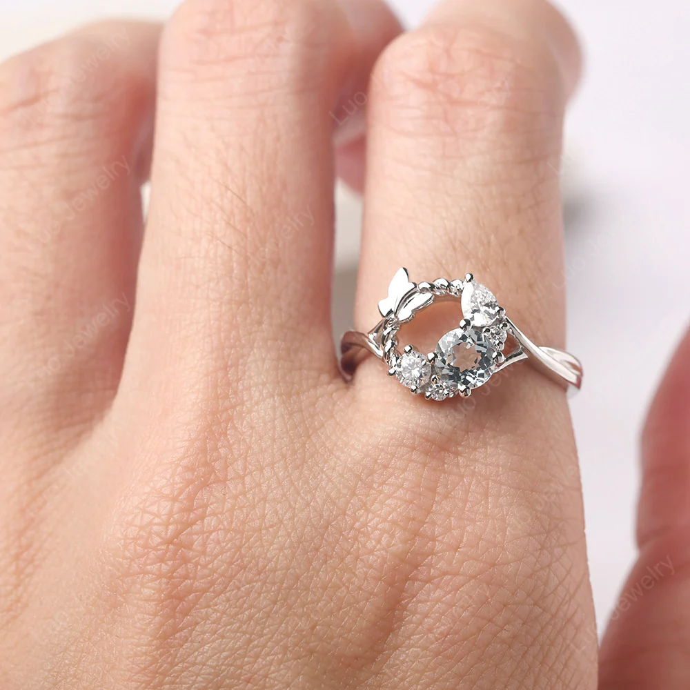 Aquamarine Floral Cluster Ring - Image 5