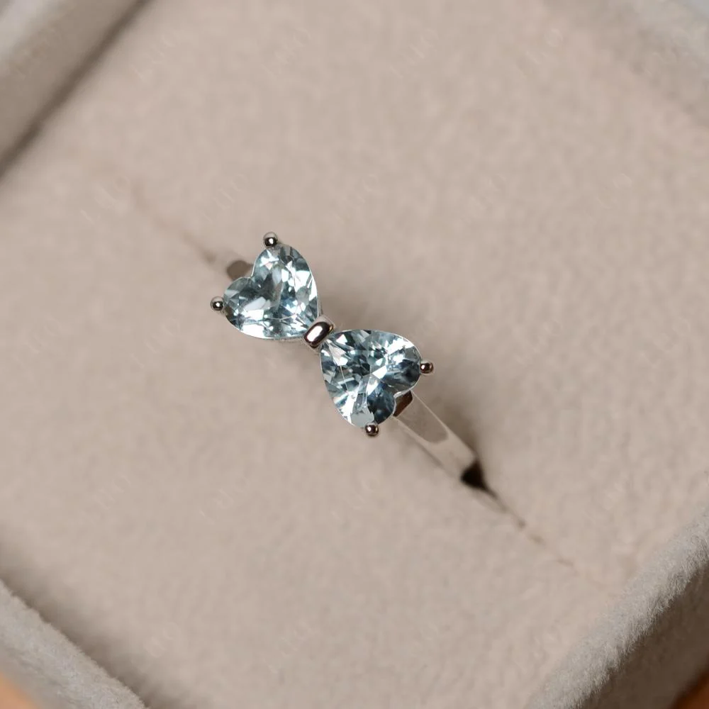 Two Stone Heart Aquamarine Ring - Image 10