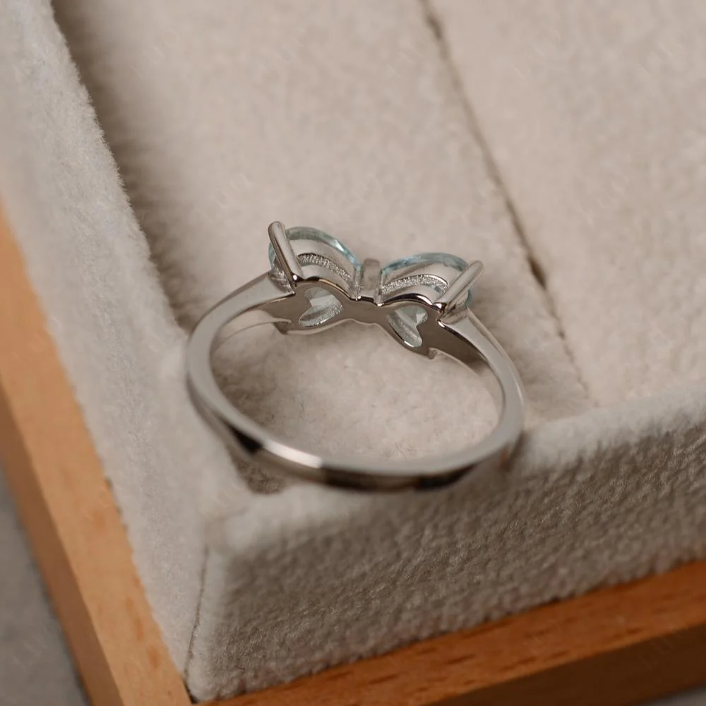 Two Stone Heart Aquamarine Ring - Image 13