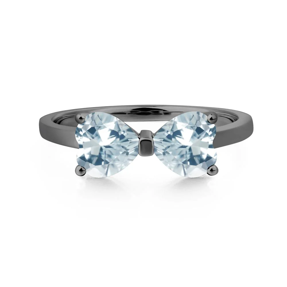 Two Stone Heart Aquamarine Ring - Image 3