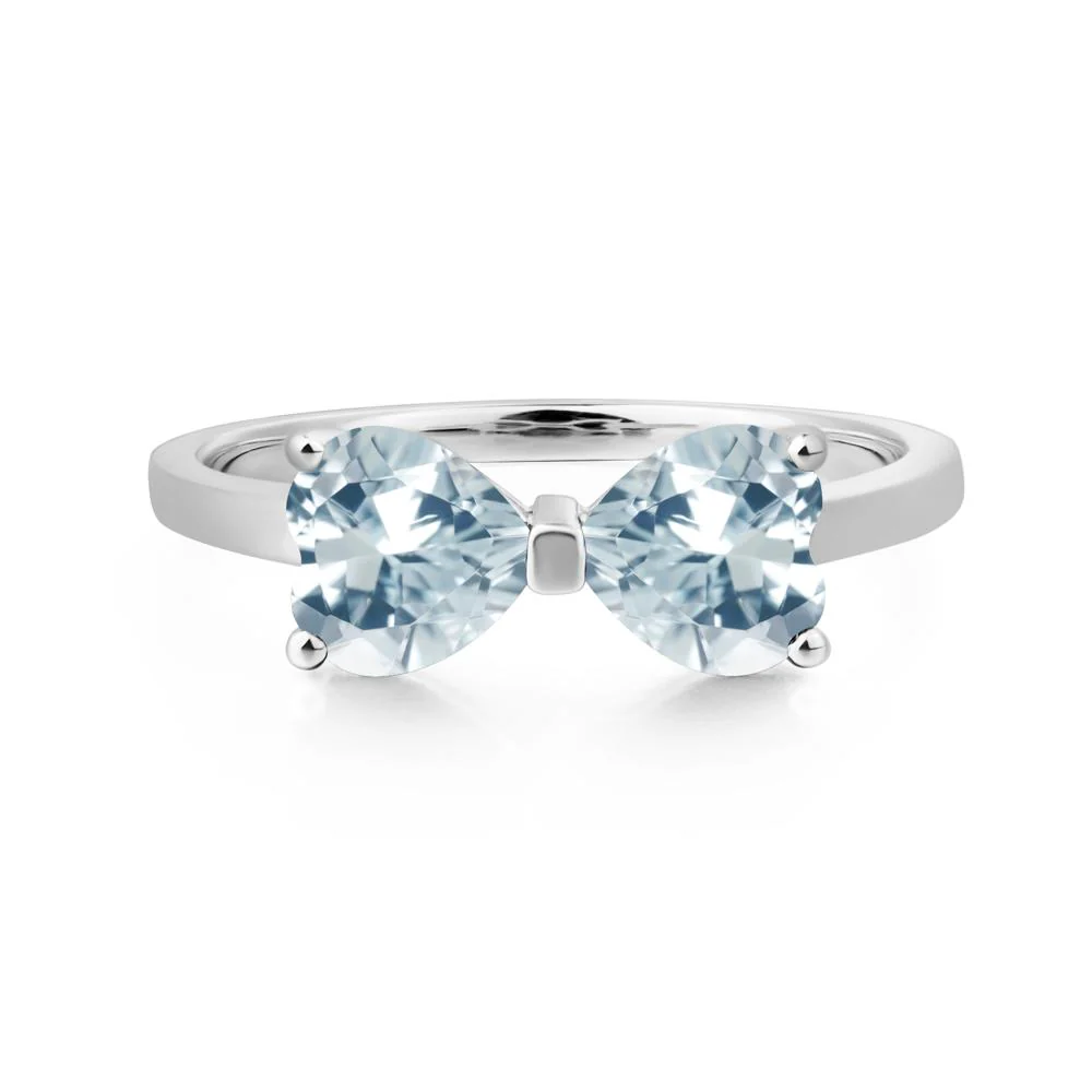 Two Stone Heart Aquamarine Ring - Image 4