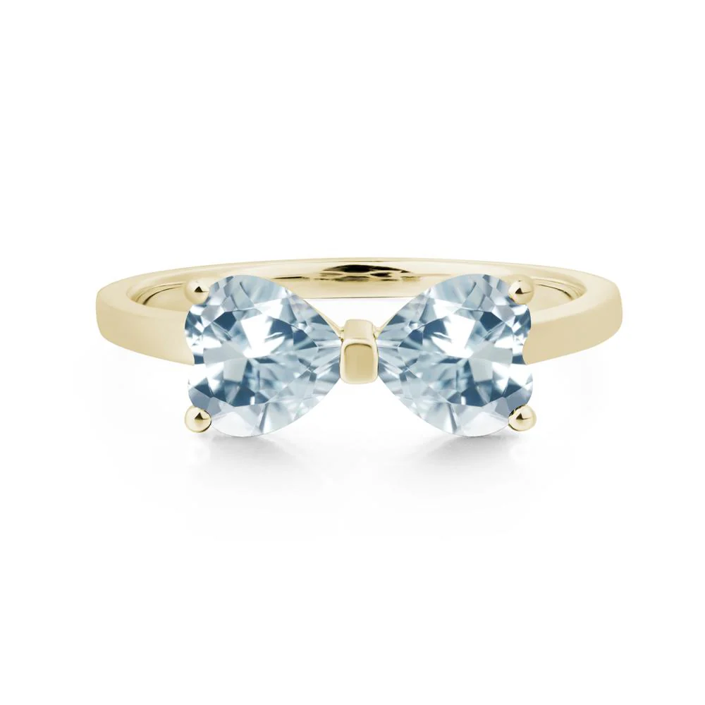 Two Stone Heart Aquamarine Ring - Image 5