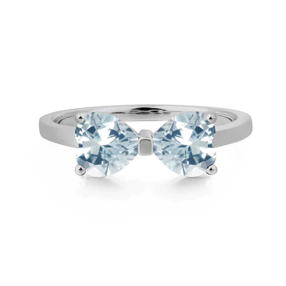 Two Stone Heart Aquamarine Ring - Image 6