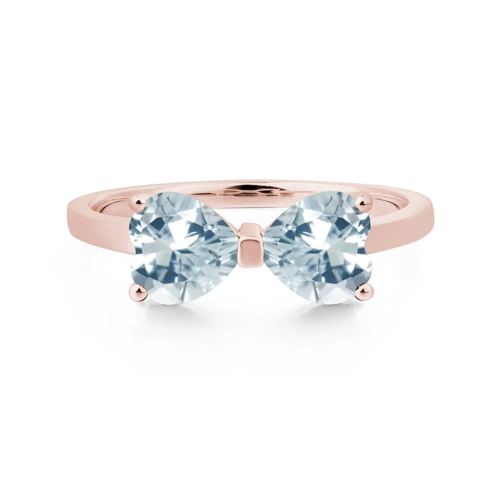 Two Stone Heart Aquamarine Ring - Image 9