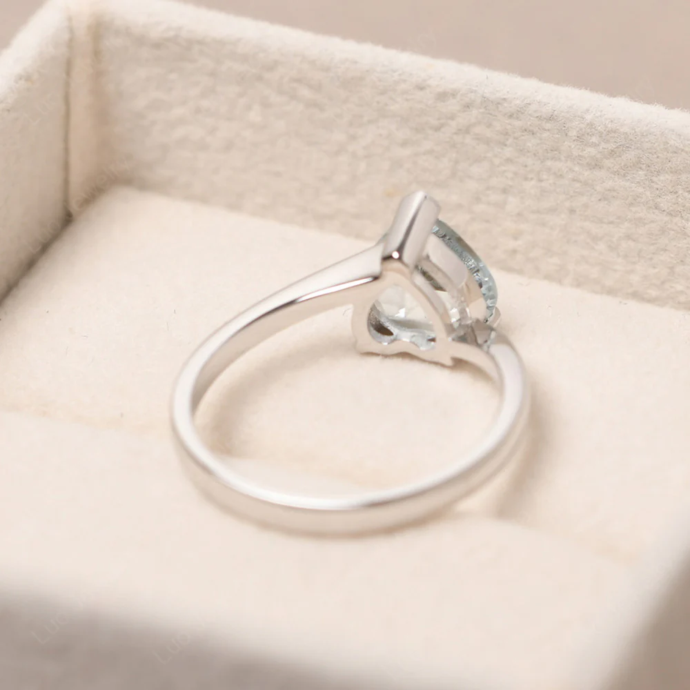 Aquamarine Heart Solitaire Engagement Ring - Image 4