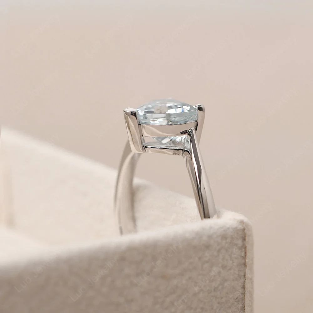 Aquamarine Heart Solitaire Engagement Ring - Image 5