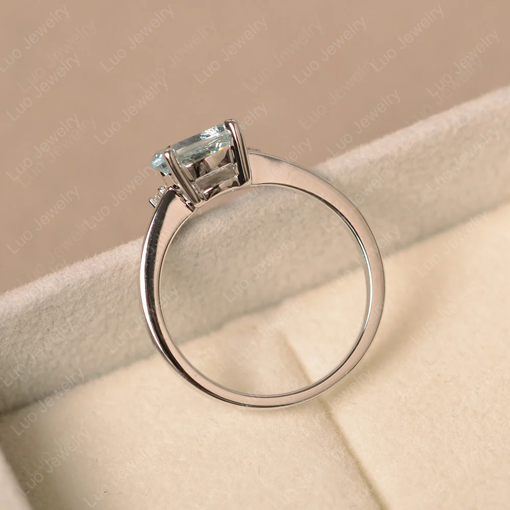 Half Sunburst Oval Aquamarine Ring - Image 3