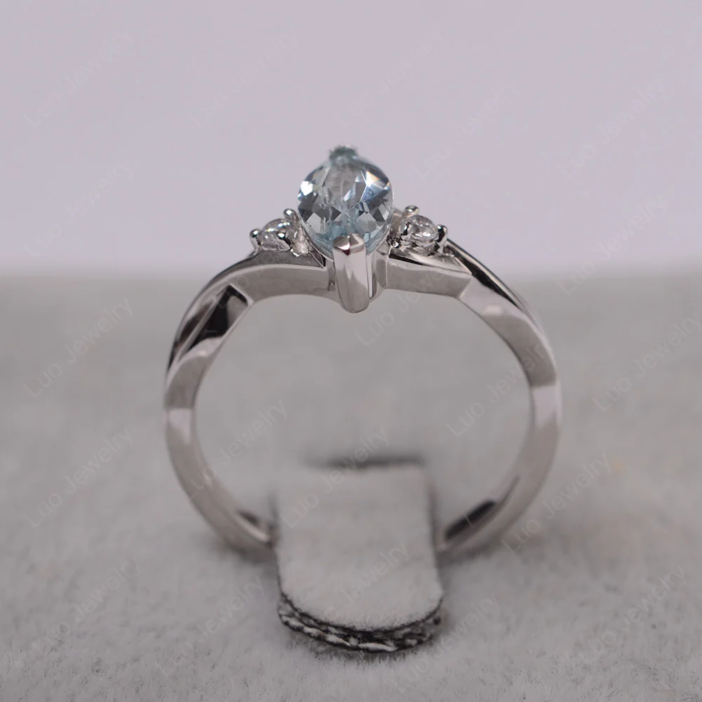 Aquamarine Marquise Twist Engagement Ring - Image 3